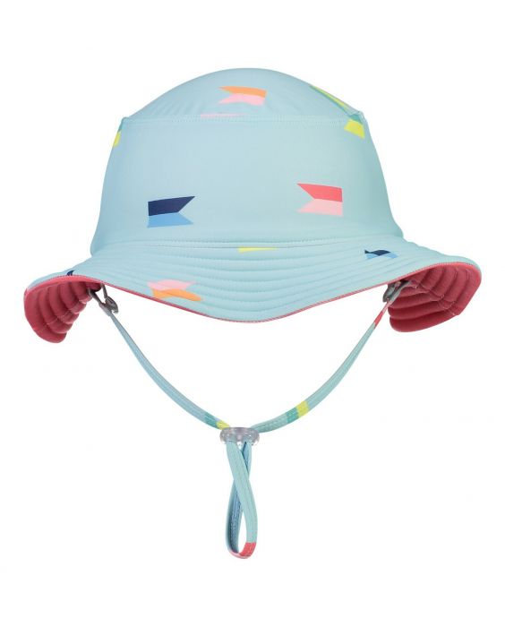 Snapper Rock - Reversible UV Bucket Hat for boys - Maritieme Fliers - Lightblue/Coral