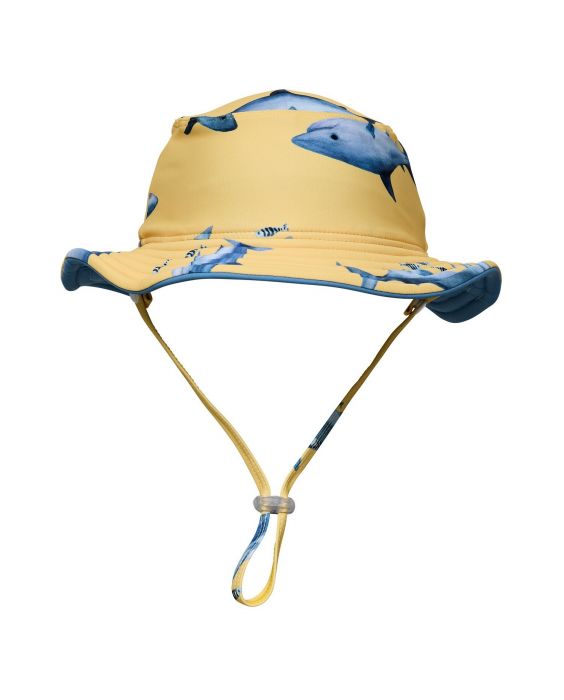 Snapper Rock - UV Reversible Bucket hat for kids - Sunrise Shark - Yellow/Blue
