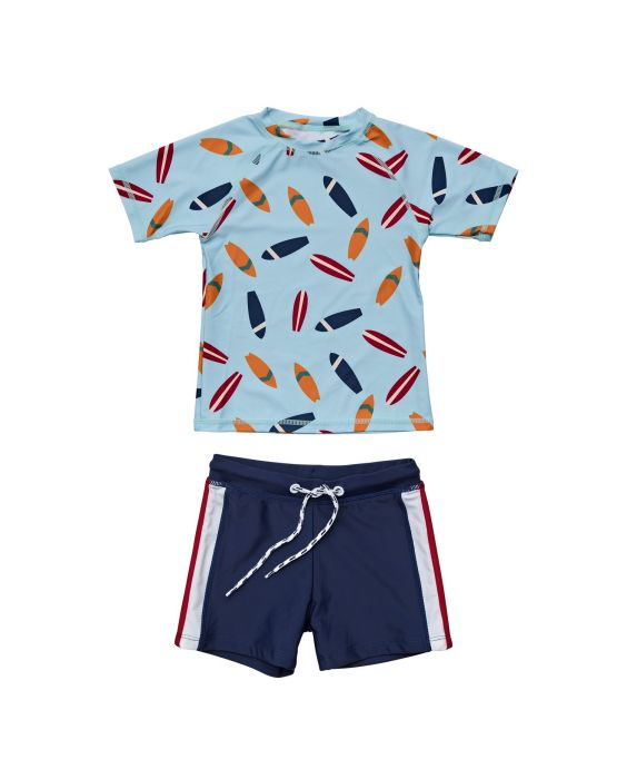Snapper Rock - UV Swimset for babies and kids - Short sleeve - Retro Surf - Blue/Navy