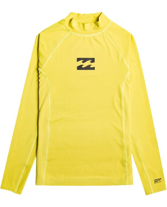 Billabong - UV Rashguard for boys with long sleeves - Waves All Day - UPF50+ - Acid Green