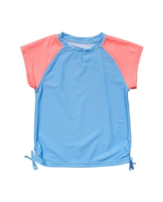 Snapper Rock - UV Rash top for girls - Short sleeve - Cornflower Peach - Blue/Pink