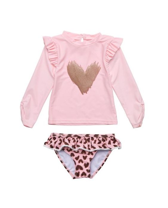 Snapper Rock - UV Swimset for babies and kids - Long sleeve - Wild Love - Pink