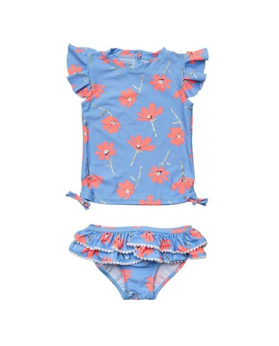 Snapper Rock - UV Swimset for babies and kids - Short sleeve - Beach Bloom - Blue/Pink