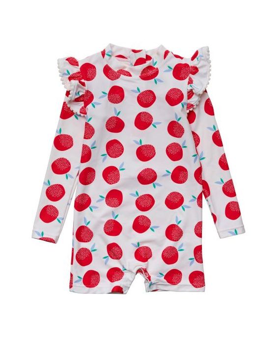 Snapper Rock - UV Swimsuit for babies - Long sleeve - Juicy Fruit - White/Red