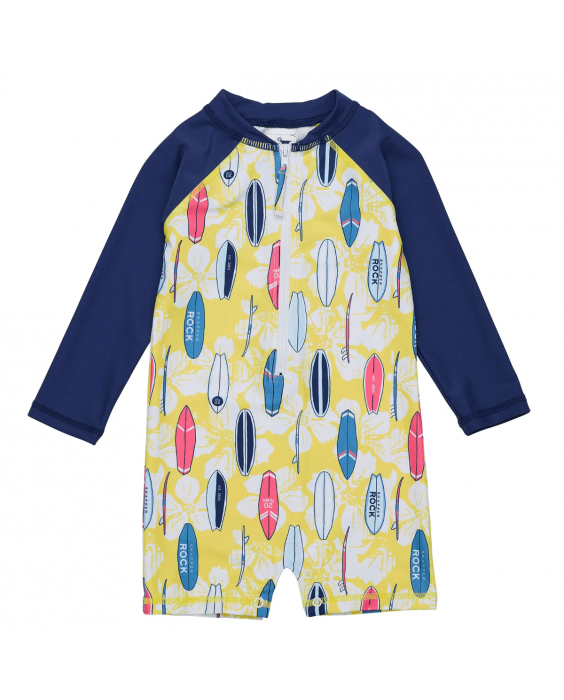 Snapper Rock - UV Swimsuit for babies - Long sleeve - UPF50+ - Rock the Board - Red/Yellow