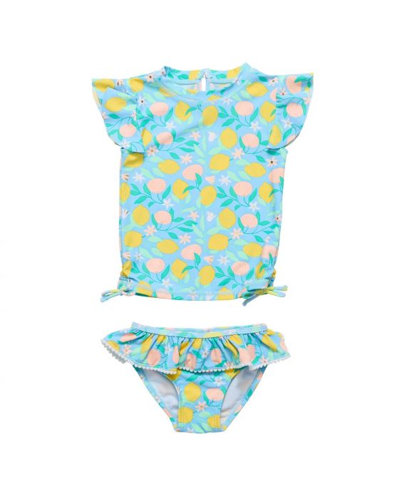 Snapper Rock - UV Swimset for babies and kids - Short sleeve - UPF50+ - Lemon Drops - Blue/Yellow