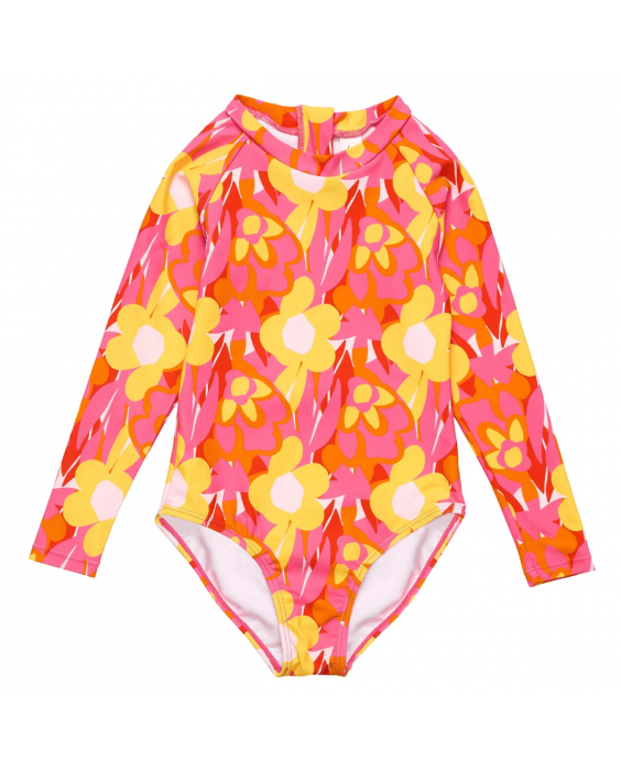 Snapper Rock - UV Swimsuit for girls - Long sleeve - UPF50+ - Pop of Sunshine - Red
