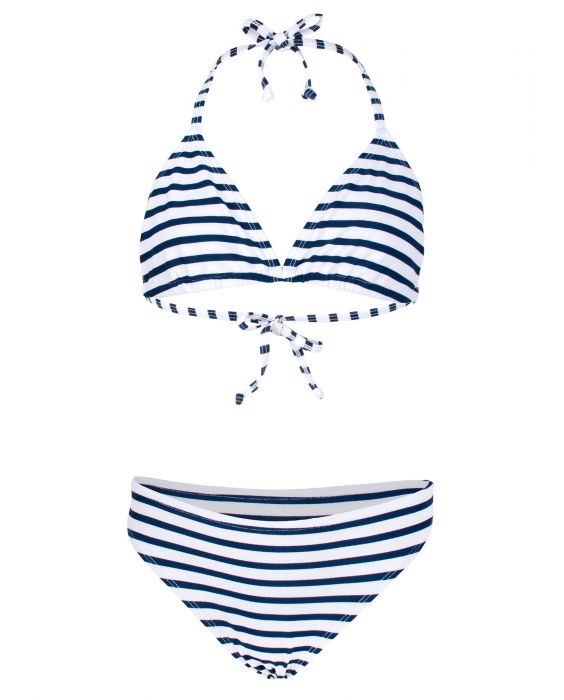 JUJA -  Bikini for girls - Stripy - White/Blue