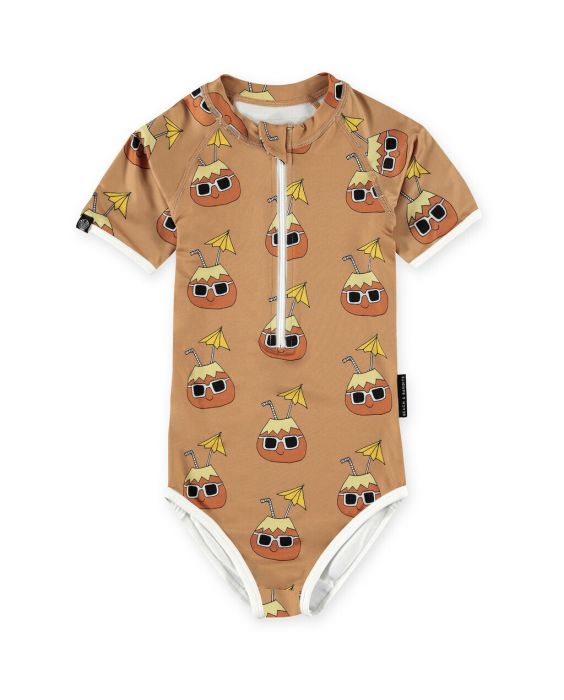 Beach & Bandits - UV Swimsuit for girls - Short sleeve - UPF50+ - Cool Coconut - Sand