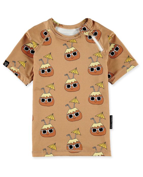 Beach & Bandits - UV Swim shirt for kids - UPF50+ - Short sleeve - Cool Coconut - Sand