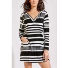 Coolibar - UV Beach Cover-Up Dress for women - Catalina - Stripe - Black/White 
