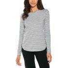 Coolibar - UV Side Split Shirt for women - Long sleeve - Heyday - Stripe - Grey/White 