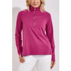 Coolibar - UV Pullover with Quarter Zip for women - Coconut Keys - Solid - Warm Angelica 