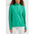 Coolibar - UV Pullover with Quarter Zip for women - Coconut Keys - Solid - Emerald Mint 