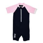 JUJA -  UV Swim suit for babies - short sleeve - Stripy - Darkblue/Pink