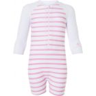 Snapper Rock - One Piece UV Swimsuit Kids Long Sleeve- Pink Stripe