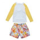Snapper Rock - UV Swimset for babies - Long sleeve - Boho Tropical - White/Yellow