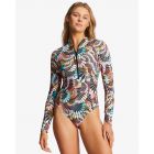 Billabong - One-piece swimsuit with long sleeves for women - Biarittz - Black Multi 2