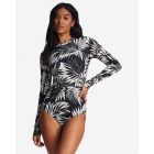 Billabong - One-piece swimsuit with long sleeves for women - Spotted in Paradise - White cap