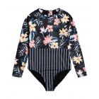 Roxy - UV Swimsuit for girls - Flower Addict with half zipper - Long sleeve - Anthracite/Tropical Breeze