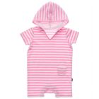 Snapper Rock - Hooded towel for babies - Striped - Short sleeve - Pink/White