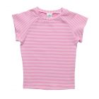 Snapper Rock - UV Rash top for girls - Short Sleeve - Stripe - Raspberry
