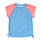 Snapper Rock - UV Rash top for girls - Short sleeve - Cornflower Peach - Blue/Pink