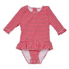 Snapper Rock - UV Swimsuit for babies and girls - Long sleeve - Picnic Party - Red