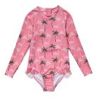 Snapper Rock - UV Swimsuit for girls - Long sleeve - Palm Paradise - Pink