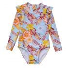 Snapper Rock - UV Swimsuit for girls - Long sleeve - Boho Tropical - Blue