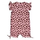 Snapper Rock - UV Swimsuit for babies - Short flutter sleeve - Wild Love - Pink