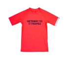 JUJA - UV Swim shirt with short sleeves for children - High Visual - UPF50+ - St. Tropez - Neon coral