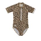JUJA - UV Swimsuit for girls - Short sleeves - Wild Leopard print - Brown